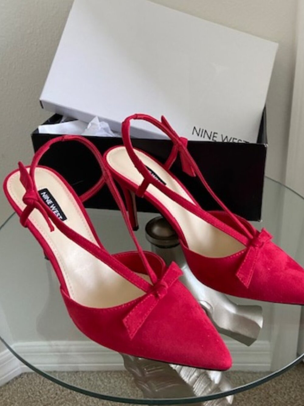 Nine West Med Red Slingback Pumps with Bow- Size 9